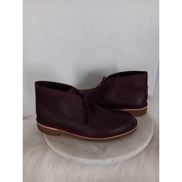 Clarks Bushacre Men\'s Size 10 Desert Boots Leather Burgundy 15522 main image 13